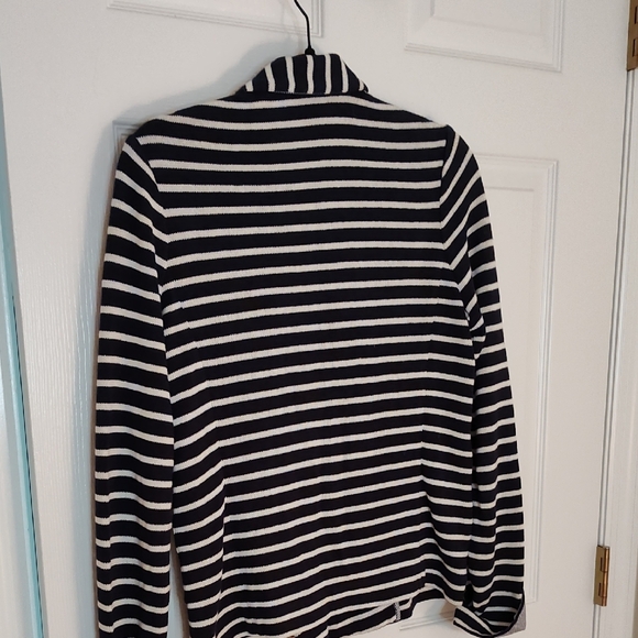 Navy and White Striped Women's Blazer - Picture 5 of 5